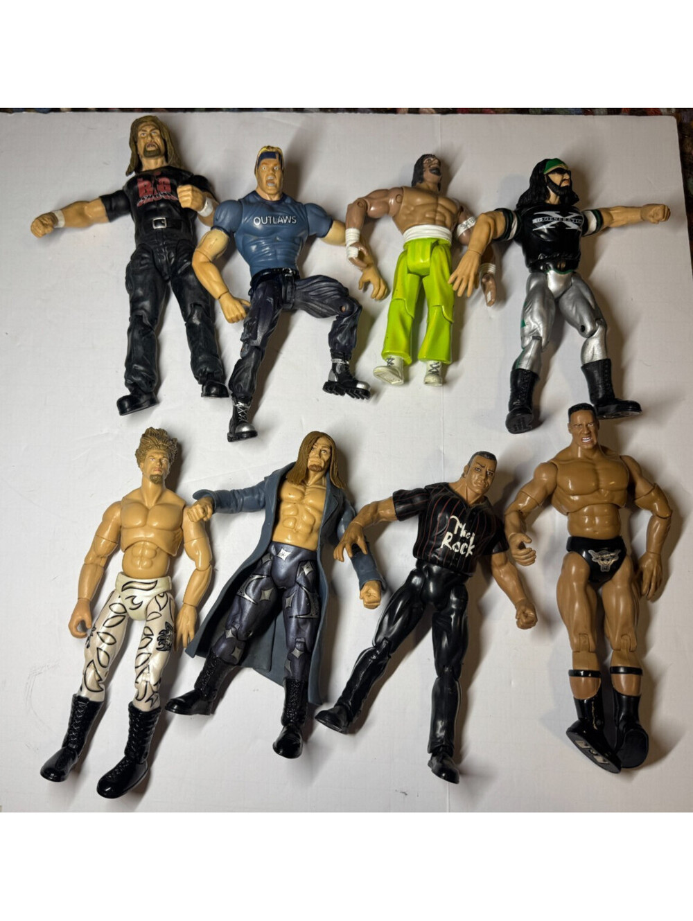 Vintage WWE Wrestling Figure Lot Attitude Era Lot of 8 The Rock Edge